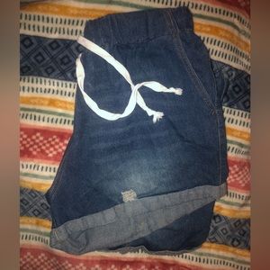 SHEIN Curve 3XL Denim Distressed Drawstring Shorts